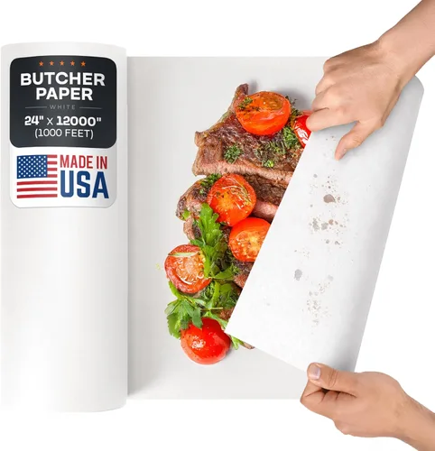 Miniatura 9 de White Butcher Paper 18" x 12000" (1000 feet) with Dispenser - USA-Made Natural Butcher Paper Roll for Meat and Fish - Uncoated, Unwaxed & Food-Grade