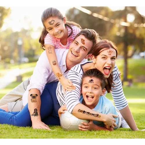 Miniatura 5 de UVUXO Tatuaje temporal de gato y perro para niños, 102 estilos de animales de dibujos animados temporales para niñas, niños, cuerpo, brazo, hombro