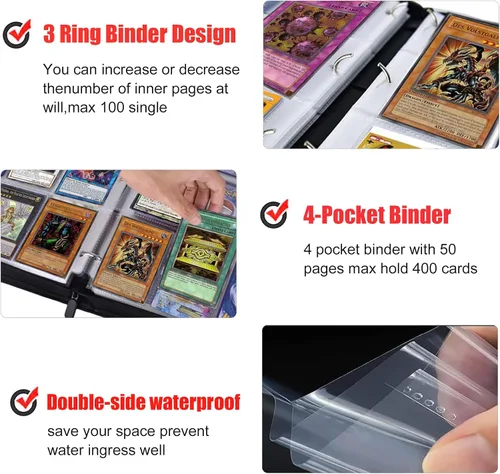 Miniatura 22 de Carpeta de tarjetas de 400 bolsillos para tarjetas de anime, portátil, impermeable, libro de almacenamiento de tarjetas de One Piece con fundas