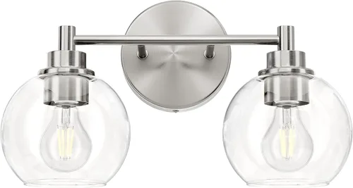 Miniatura 13 de VONLUCE Accesorios de iluminación de baño, luz de tocador de baño de 2 luces con pantallas de vidrio globo E26, luces de tocador para dormitorio