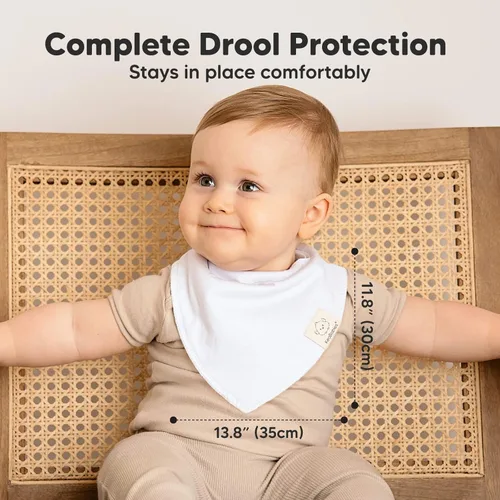 Miniatura 5 de KeaBabies Paquete de 8 baberos orgánicos tipo bandana para bebés para niños y niñas, baberos triangulares súper absorbentes para babear y dentición