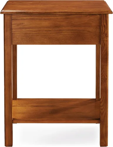 Miniatura 4 de Salem Mesita de noche de madera maciza con cajón y estante, roble medio, perfecta para dormitorios, salas de estar y espacios pequeños - Leick Home