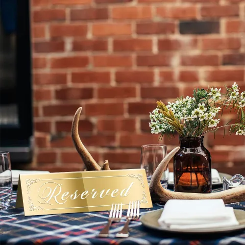 Miniatura 6 de CWJCYTNSN 12 letreros de mesa reservados, letreros dorados reservados para bodas, acrílico de doble cara con espejo reservado para reserva