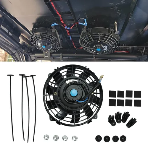Miniatura 8 de 7 "pulgadas universal delgado ventilador push pull radiador eléctrico refrigeración 12V kit de montaje negro
