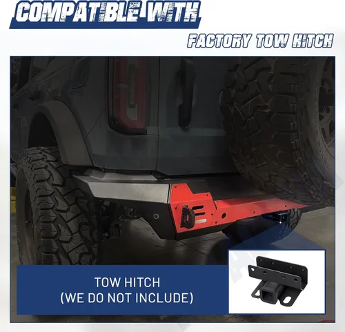 Miniatura 8 de Parachoques trasero para Ford Bronco 2/4 puertas 2021 2022 2023 2024 2025 2026 Se adapta a neumáticos de hasta 37 pulgadas Conserva sensores
