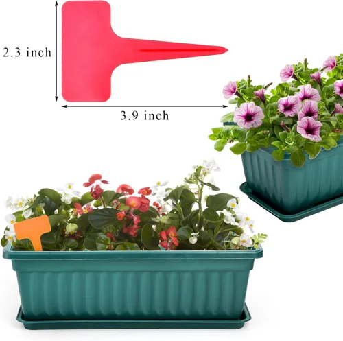 Miniatura 5 de Fasmov Paquete de 7 Jardineras de Ventana de Flores de 17 Pulgadas de Plástico Macetas de Vegetales con Bandejas Contenedor de Cultivo de Vegetales
