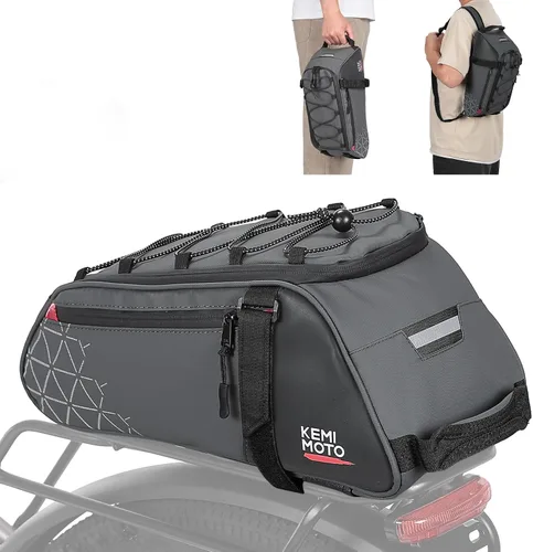 KEMIMOTO Bolsa trasera para bicicleta – Bolsas de PVC resistentes al agua de 8 L para portabicicletas, alforja para maletero de bicicleta para Gris