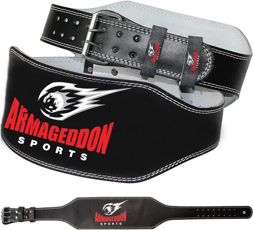 ARMAGEDDON SPORTS Cinturón de cuero para levantamiento de pesas, cinturón acolchado de gimnasio de 6 pulgadas de ancho para hombres y mujeres,