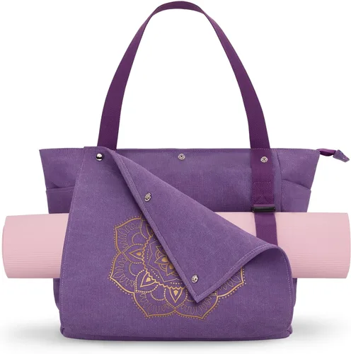 Miniatura 16 de Gonex Bolsa para Esterilla de Yoga, Bolsa de Gimnasio Tipo Tote con Múltiples Bolsillos para Mujeres y Hombres, Portaesterillas de Yoga de Lona