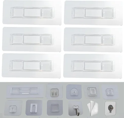 Miniatura 10 de 6 pares de almohadillas adhesivas de reemplazo montadas en la pared para organizador de cacharro de cocina y baño, gancho adhesivo sin uñas