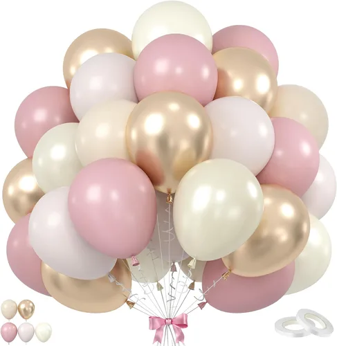 Miniatura 18 de Set de globos de albaricoque, 60 unidades de globos de albaricoque dorado y blanco, globos de látex de albaricoque desnudo de 12 pulgadas, globos
