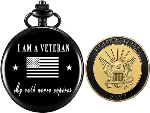 Regalos para veteranos, reloj de bolsillo para veteranos con ChanllengCoin militar, los mejores regalos del día de los veteranos