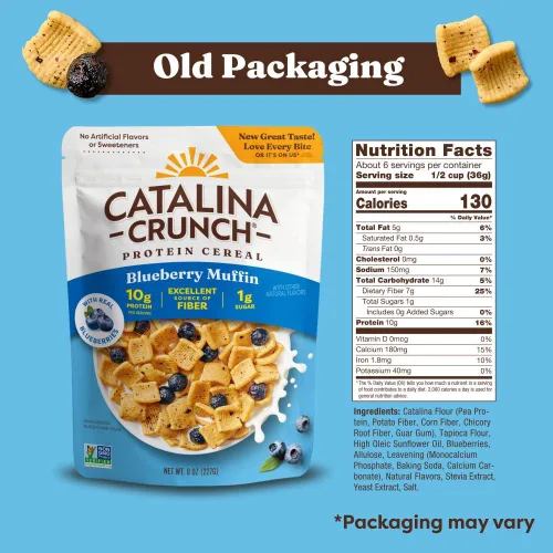 Miniatura 3 de Catalina Crunch Protein Cereal – Cereal para el desayuno con 0.35 onzas de proteína, sin azúcar añadido, sin gluten, magdalenas de arándanos, bolsa