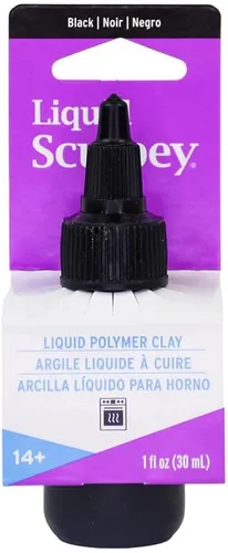 Sculpey Liquid Sculpey Líquido - Arcilla líquida de polímero para horno, negro, botella de 1 onza, ideal para joyas, fiestas, bricolaje, medios