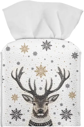Miniatura 30 de Lindas decoraciones de ajolote con estampado de animales, caja de pañuelos de cuero, soporte de Navidad, organizador de papel de seda impermeable