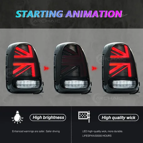 Miniatura 3 de Luces traseras compatibles con MINI Countryman Cooper/Coopers Hatchback F60 2017-2020, conjunto de luces traseras JCW Union Jack con señales de giro