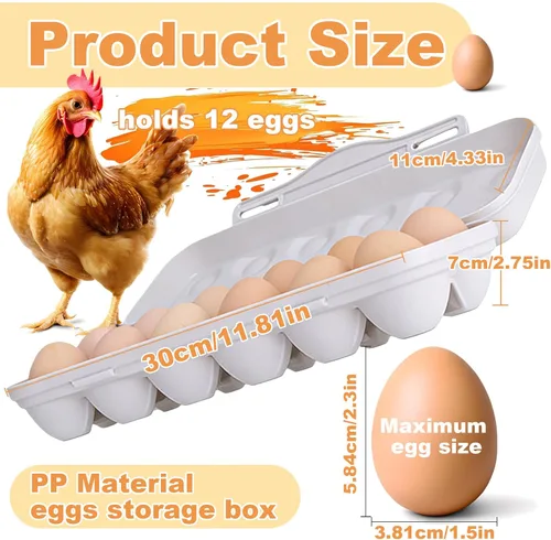 Miniatura 2 de PhantomSky Soporte para huevos de gran capacidad para exteriores, plástico, gris, 12 huevos