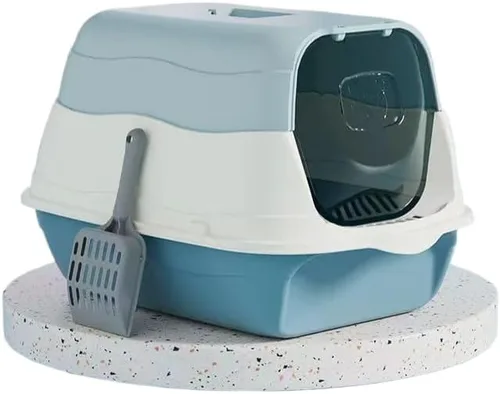 Miniatura 4 de Caja de arena grande cubierta con tapa, bandeja de inodoro para gatos totalmente cerrada y cuchara Púrpura
