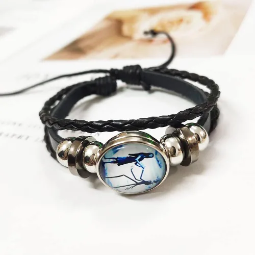 Miniatura 5 de Jack and Sally Pesadilla Antes de Navidad - Pulsera de cuero ajustable tejida a mano con cuentas trenzadas inspiradas a juego para parejas, promesa