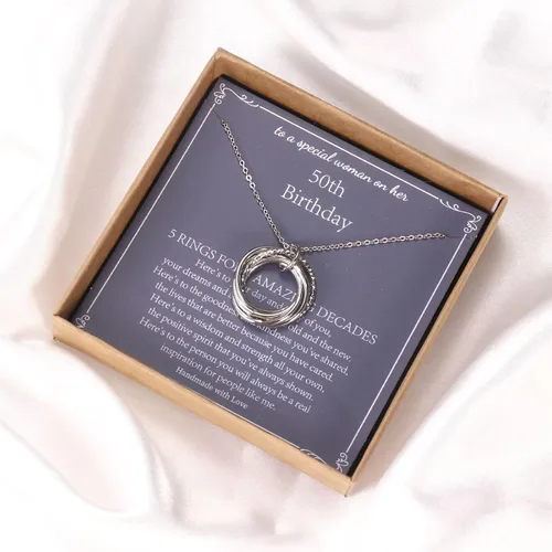 Miniatura 5 de Regalos de cumpleaños para mujer, collar de círculos de cadena de plata de ley para 30, 40, 50, 60, 70, 80, 90, cumpleaños, para mujer de 30, 40