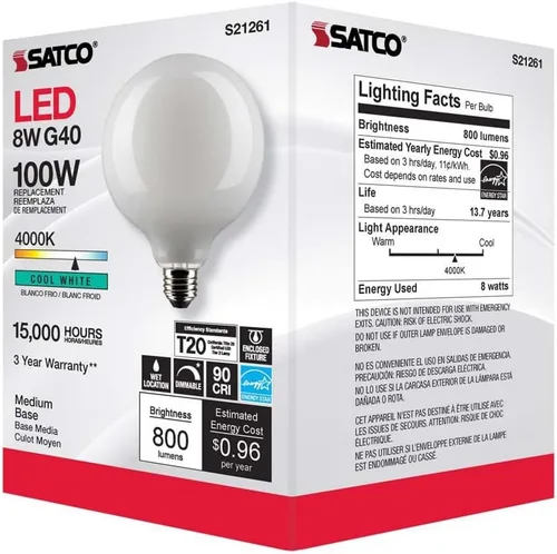 Miniatura 8 de Satco S21261 8G40/WH/LED/E26/940/120V - Paquete de 6