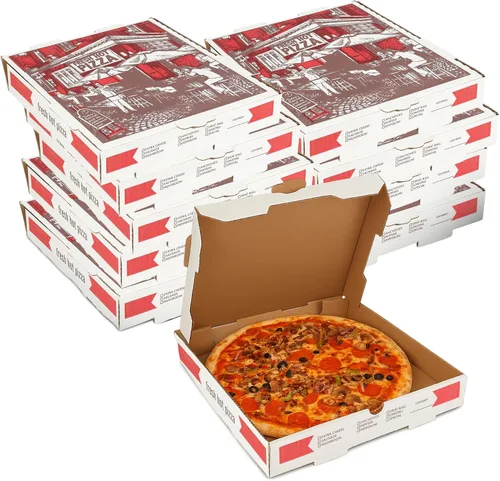 Miniatura 14 de MT Products Kraft - Caja de pizza de 10 x 10 x 1.75 pulgadas, cajas pequeñas de cartón corrugado B para pizza (paquete de 10) – Fabricado