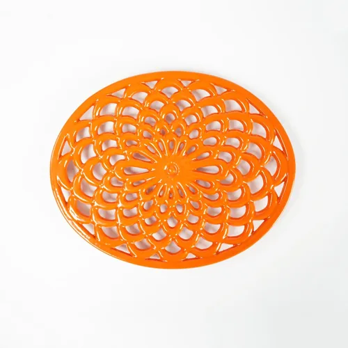 Miniatura 6 de HAWOK Salvamanteles ovalados de hierro fundido esmaltado con clavijas de goma, salvamanteles de metal para platos calientes, verde