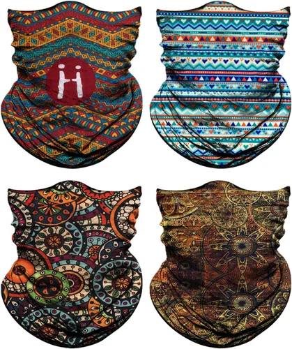 Miniatura 21 de Paquete de 4 polainas para el cuello para hombres y mujeres cubierta facial máscara envoltorio para la cabeza pasamontañas accesorio para la cabeza