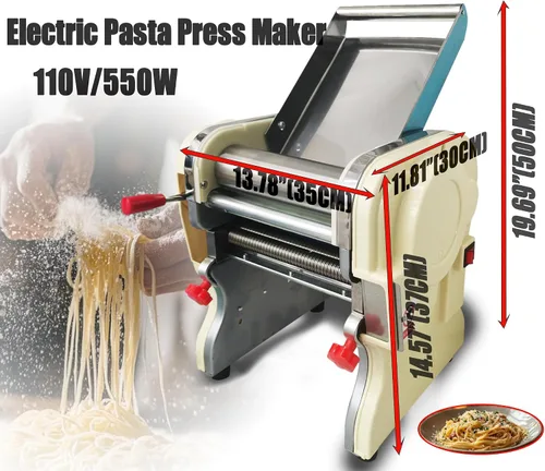 Miniatura 4 de Máquina eléctrica para hacer pasta, Máquina automática de fideos, Máquina de prensado de rodillo de masa de acero inoxidable, Hoja de fideos redonda