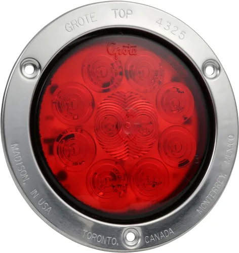 Grote 53302 Supernova - Luz LED de giro de parada de 10 diodos con patrón de 10 diodos - STT, brida resistente al robo de acero inoxidable, pin
