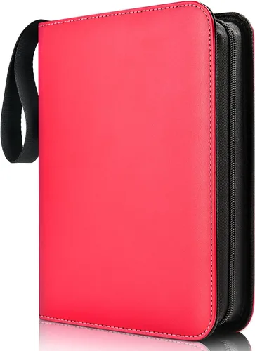 Carpeta de 900 tarjetas de 9 bolsillos compatible con tarjetas intercambiables, estuche de almacenamiento portátil con hojas extraíbles para Rojo