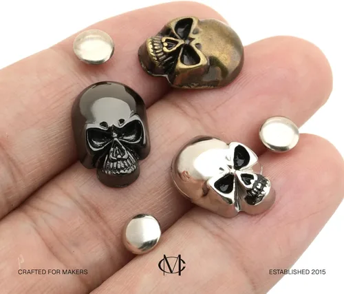 Miniatura 5 de CRAFTMEMORE SK02 - Remaches de calavera de metal con remaches rápidos decorativos para pulseras, bolsas, cinturones, zapatos, artesanía en cuero