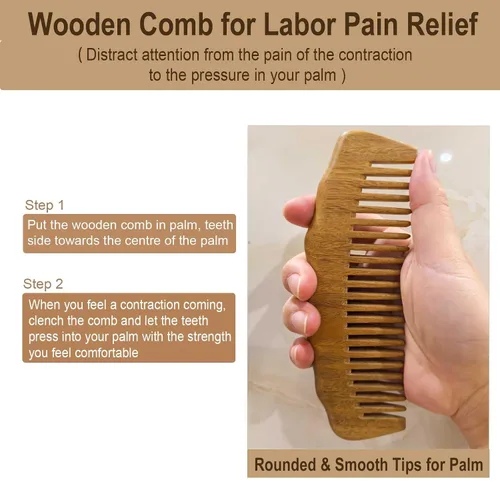 Miniatura 8 de Peine de madera con dientes anchos, peine para el cabello para mujeres, masaje del cuero cabelludo y distribuye aceites