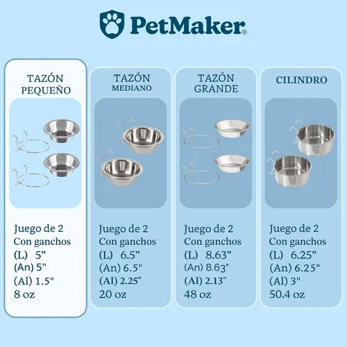 Miniatura 6 de petmaker Tazones para mascotas colgantes de acero inoxidable para perros y gatos - Jaula, perrera y alimentador de canastas para alimentos y agua