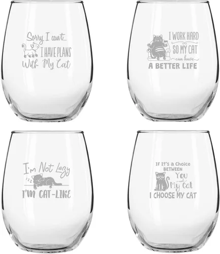 Miniatura 4 de Juego de 4 copas de vino divertidas sin tallo, divertida idea de regalo para mujeres, dueños de mascotas y amantes del vino, vaso de 15 onzas