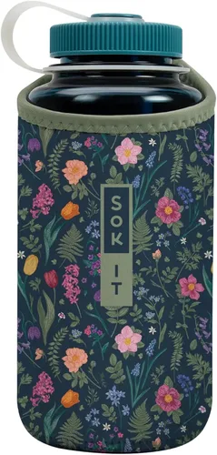 Miniatura 187 de Sok It BotlSok Funda para botella de agua con cubierta de neopreno aislante (Floral abstracto, se ajusta a CamelBak o Nalgene de 12 onzas)