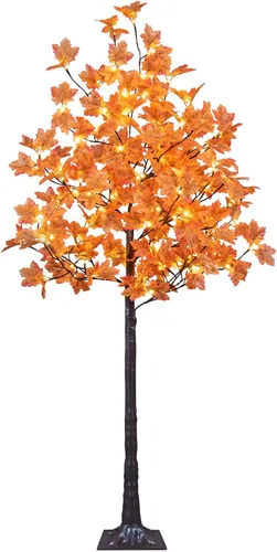Miniatura 10 de LIGHTSHARE 2 piezas de 4 pies 144 LED (72 LED cada uno) árbol de arce iluminado artificial blanco cálido para Halloween, decoración de otoño