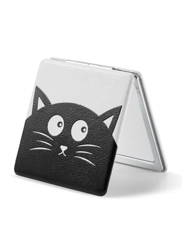 Miniatura 40 de Omiro - Espejo compacto, cuero PU clásico. Ampliación 1x/3x, ultra portátil para el bolsillo, ideal para bolsos y viajes (negro)