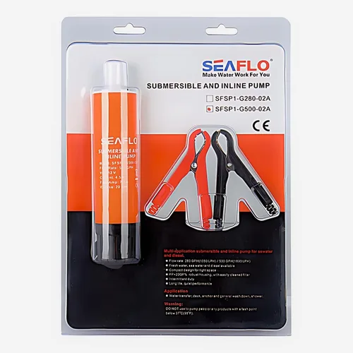 Miniatura 2 de SEAFLO Bomba sumergible en línea de 280 GPH - 12 V, bomba de transferencia portátil para agua de mar diesel/fresca, cabeza de 23 pies, cables de 16