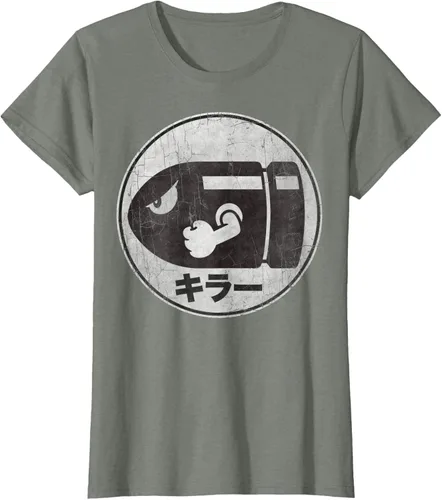 Miniatura 12 de Super Mario Camiseta con logotipo de Bullet Bill Distressed en Kanji