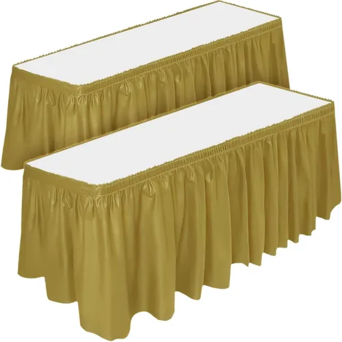 Miniatura 16 de DecorRack Paquete de 2 faldones de mesa, 29 pulgadas x 14 pies cada uno, sin BPA, desechables, reutilizables, falda rectangular para mantel
