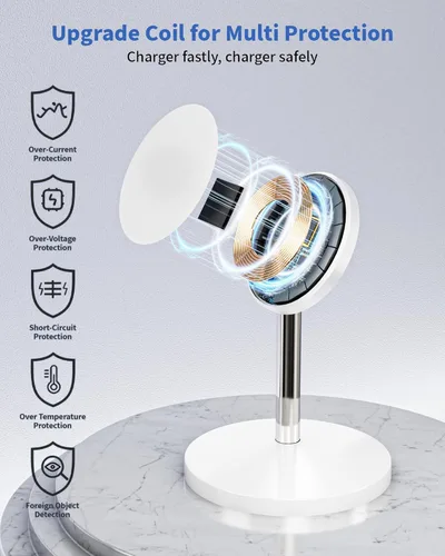 Miniatura 3 de Soporte de cargador inalámbrico magnético, cargador rápido de 25 W, soporte para iPhone, estación de carga inalámbrica con imán de 6 pies