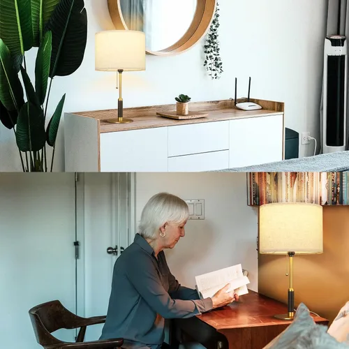 Miniatura 3 de Lámpara de mesa moderna de mediados de siglo de 21 pulgadas con interruptor de cadena de tracción, lámparas de noche de luz de 3