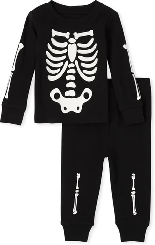 Miniatura 6 de The Children's Place Pijama de Navidad unisex para bebé, algodón Esqueleto