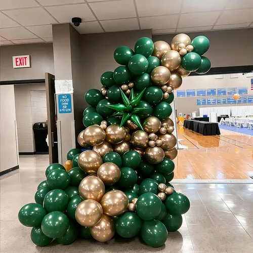 Miniatura 6 de Lukiituke - Globos verdes y dorados, 57 globos de 12 pulgadas verde oscuro y dorados para cumpleaños, graduación, día de San Patricio, decoraciones