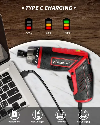Miniatura 2 de AVID POWER Juego de destornilladores eléctricos recargables de 4 V con 44 accesorios, pistola de tornillo de 5.65 Nm, ajuste de par de torsión 5+1