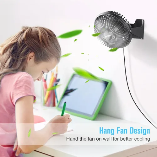 Miniatura 6 de BESKAR Ventilador de escritorio pequeño USB, ventiladores portátiles con 3 velocidades de flujo de aire fuerte, funcionamiento silencioso y rotación