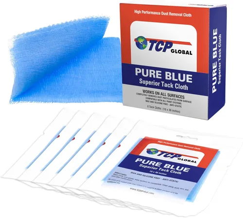 Miniatura 10 de TCP Global Pure Blue - Paño de adherencia superior, paquete de 12, automotriz y carpintería, trapos para polvo/manchas/pintura, paño de tacto
