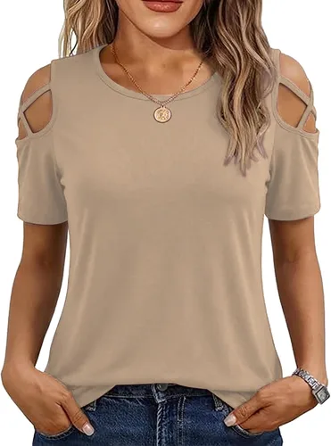 Miniatura 20 de Jar of Love Camisetas de manga corta para mujer con hombros descubiertos Tops de primavera y verano ajustadas túnica 2026