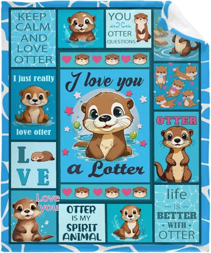 Miniatura 9 de Manta personalizada con texto en inglés «Just Girl Who Loves Otter», súper suave, ligera, cómoda y esponjosa para cama, sofá y todas las estaciones